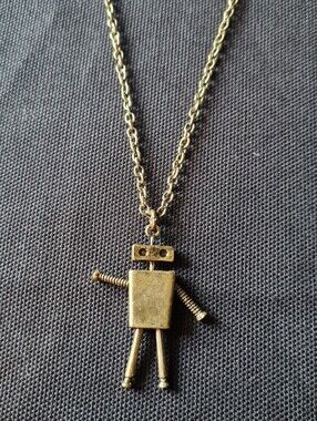 Gold-Tone Moving Robot Pendant Necklace